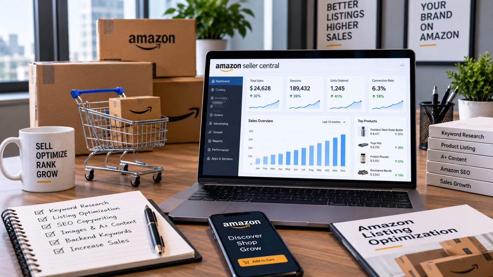 Digital analytics dashboard showing sales growth