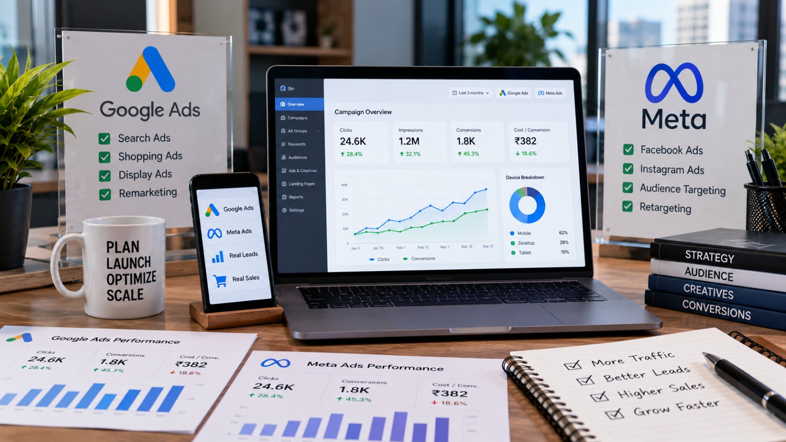Google and Meta Ads Campaign Performance Dashboard
